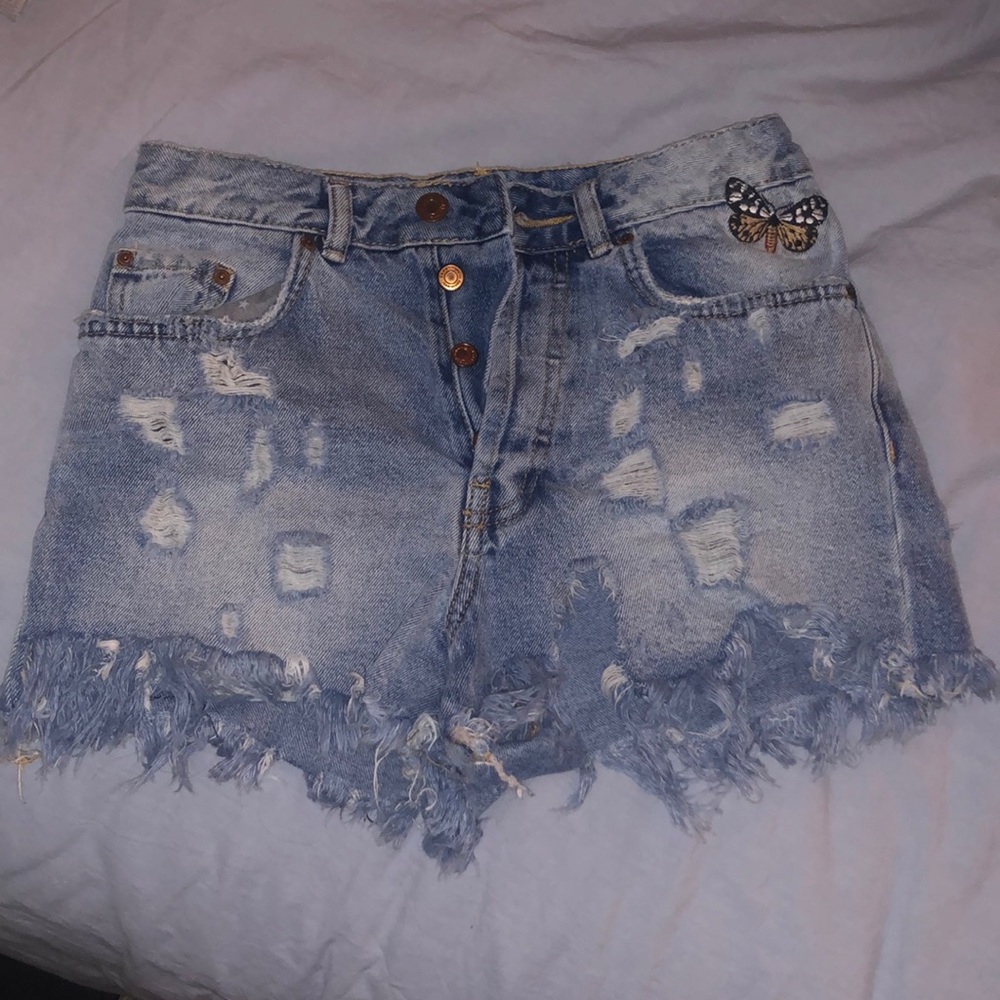 ZARA butterfly denim shorts